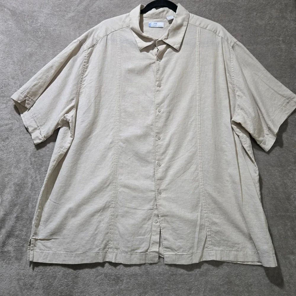 Cafe Luna Linen Blend Shirt Mens 2X Coastal Vacation Resort Relaxed Beachy